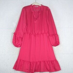 Blush Women's Pink Fuchsia Satin Slit Neck Tiered Dress Size‎ XL